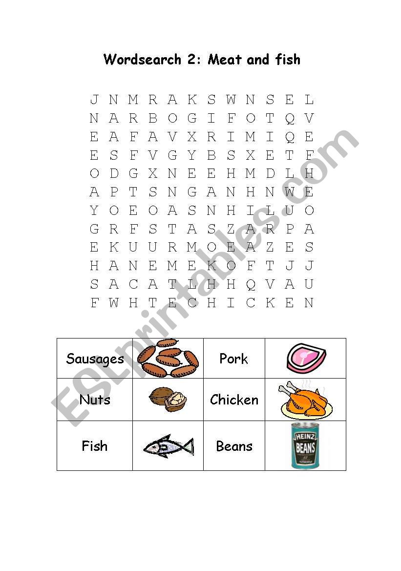 worksheet meat and fish worksheet