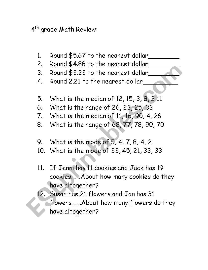 english-worksheets-4th-grade-math-review-sheet