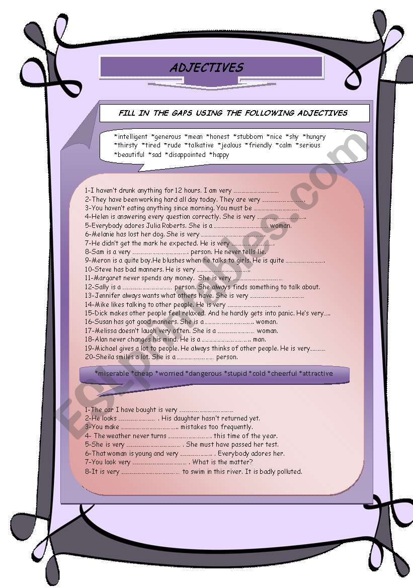 adjectives worksheet