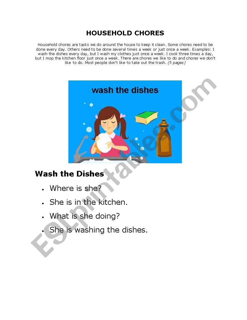 household chores worksheet