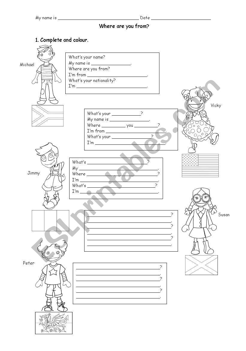 Where are you from? worksheet