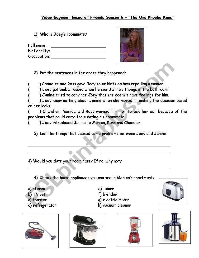 Friends - The One Phoebe Runs worksheet