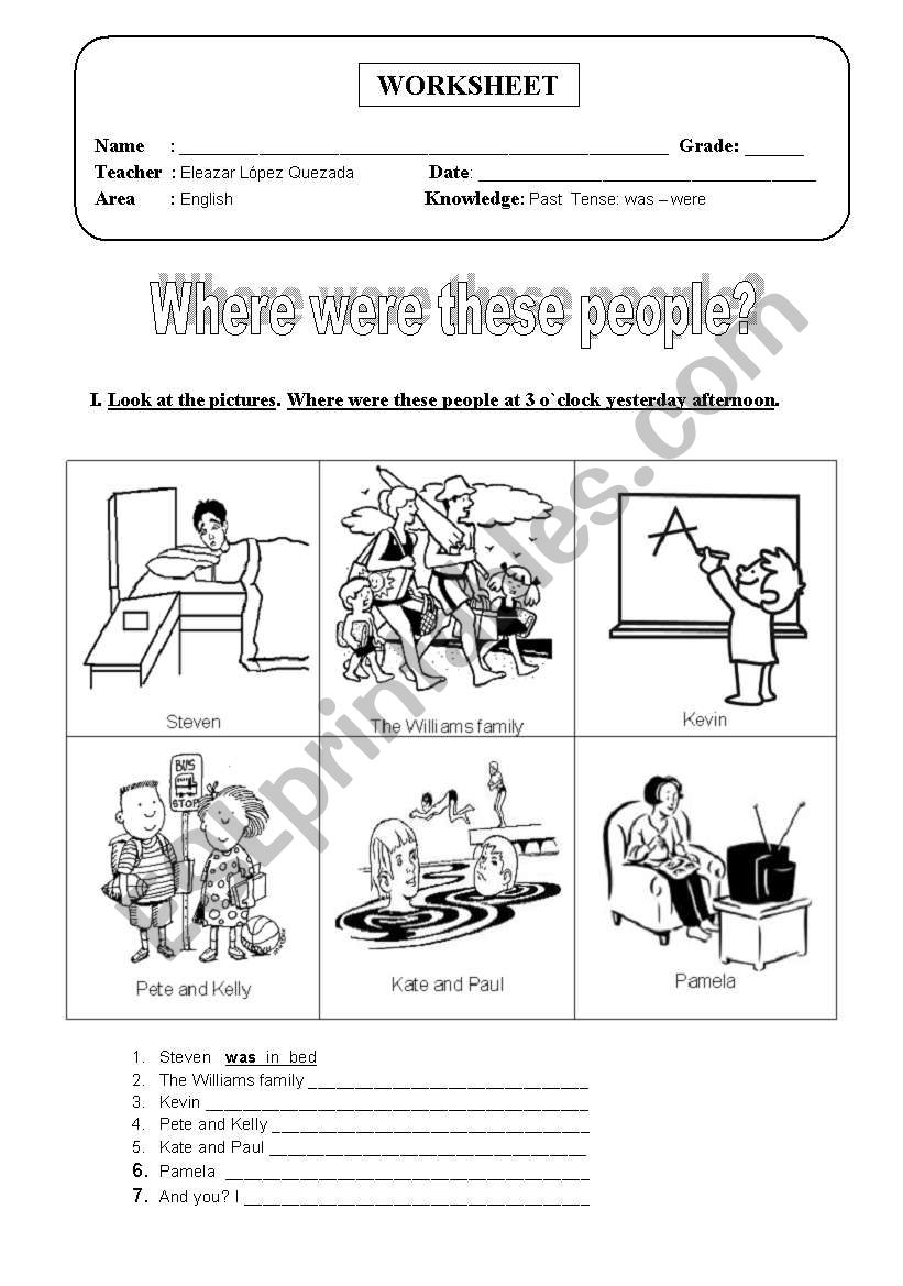 Where were these people? worksheet