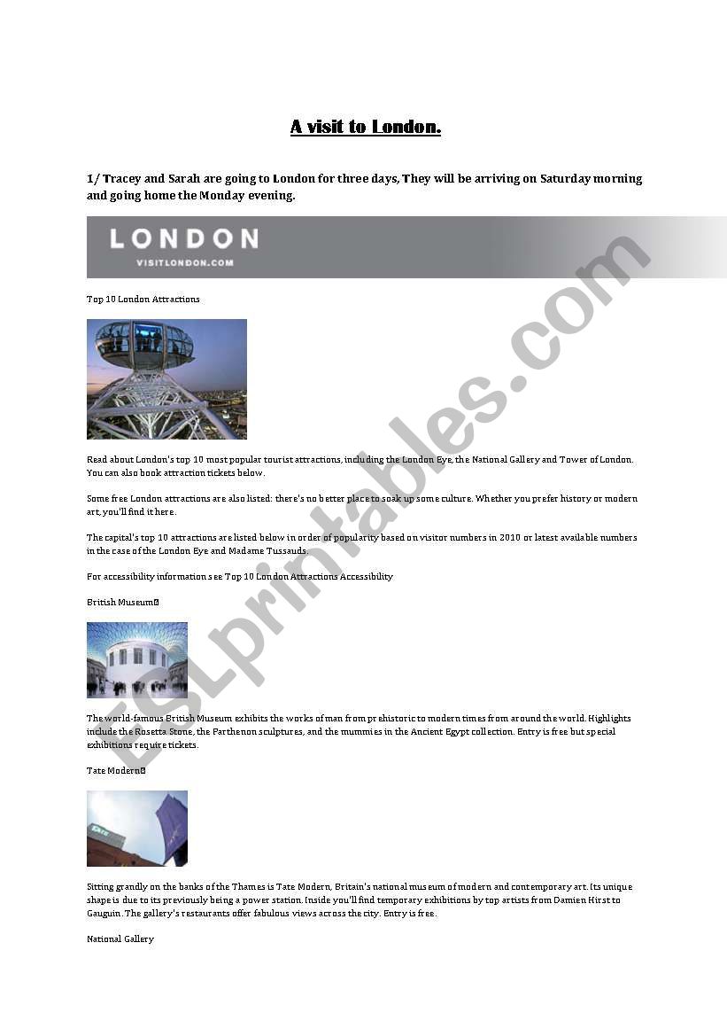 A Trip to London worksheet