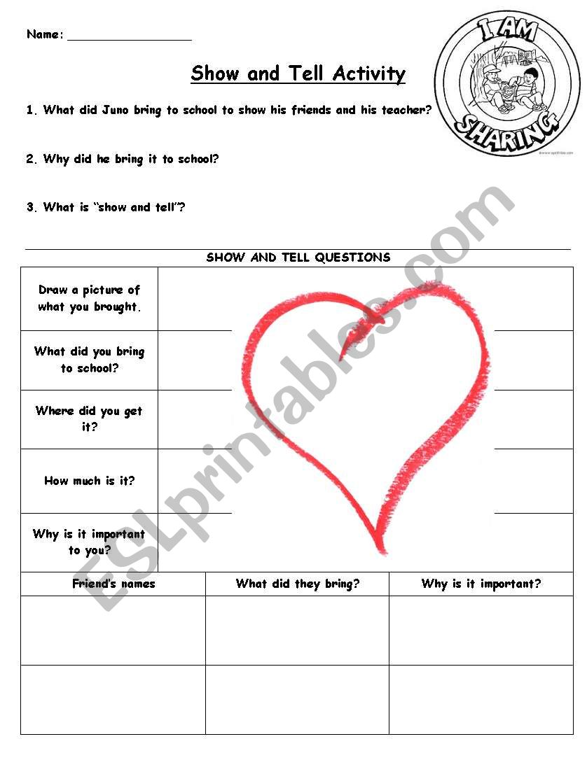 Show and Tell worksheet