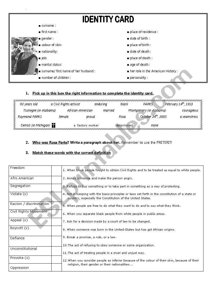 Identity card: who was Rosa Parks?