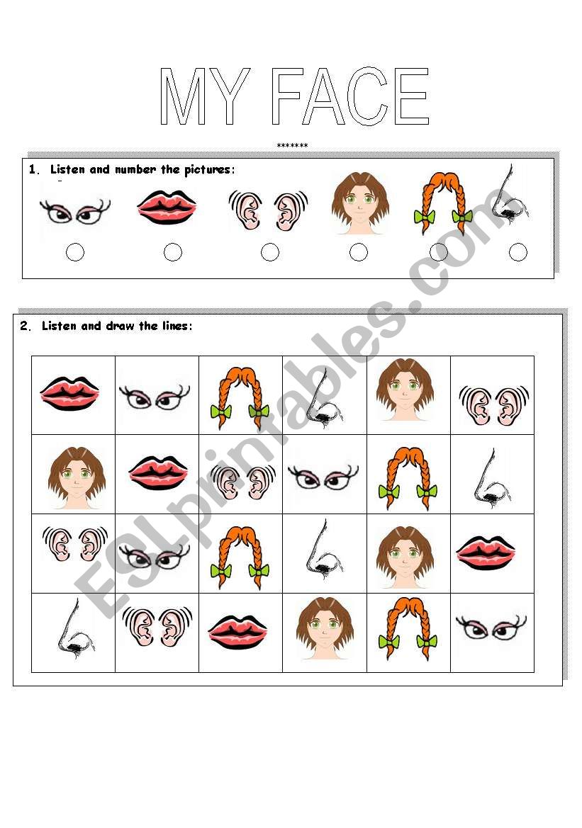 My face worksheet