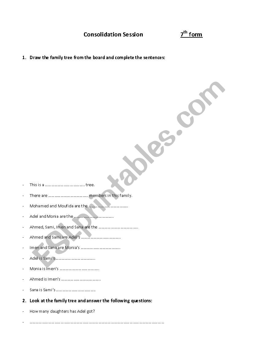 Tell me more about your family (7th form worksheet)
