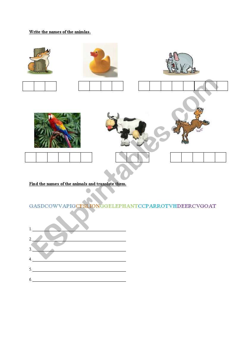 jungle and farm animals worksheet