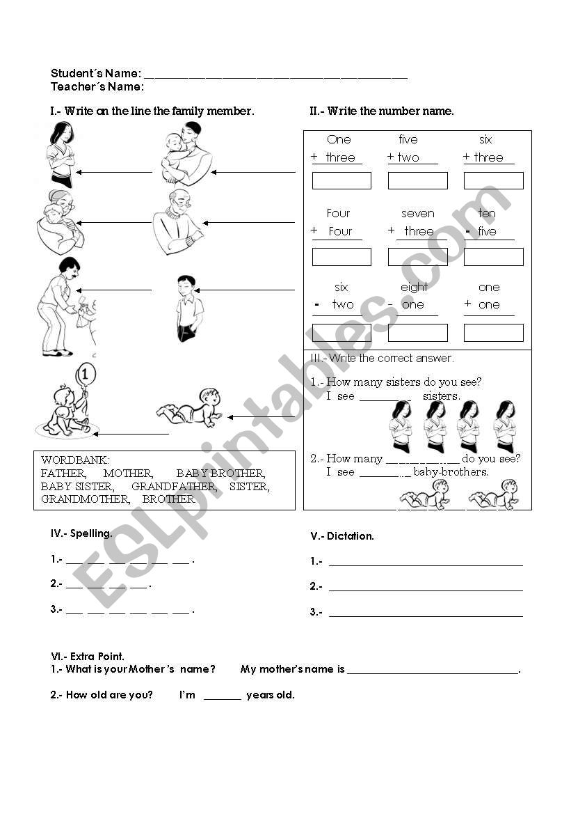 FAMILY WORKSHEET worksheet