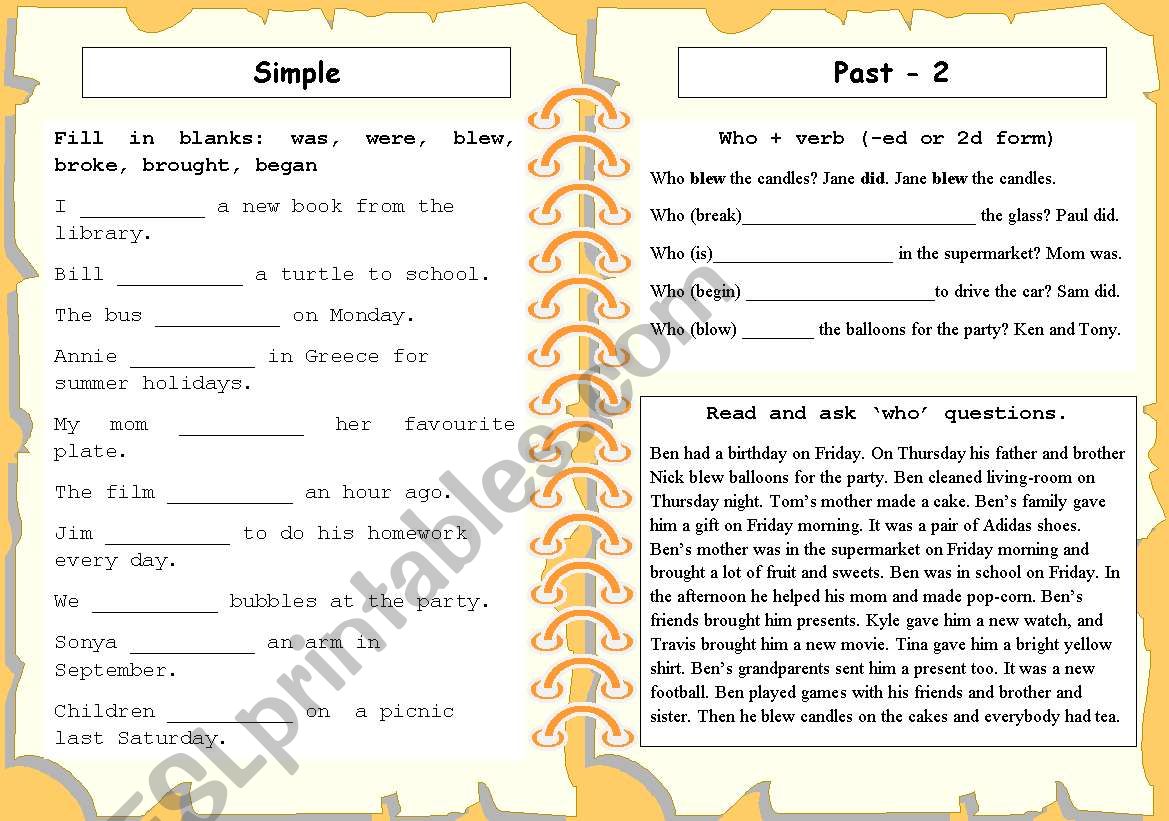 SIMPLE PAST 2 worksheet