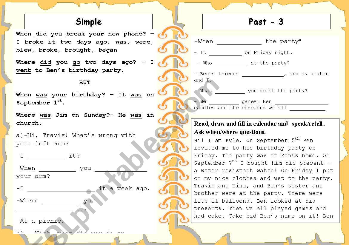 SIMPLE PAST 3 worksheet