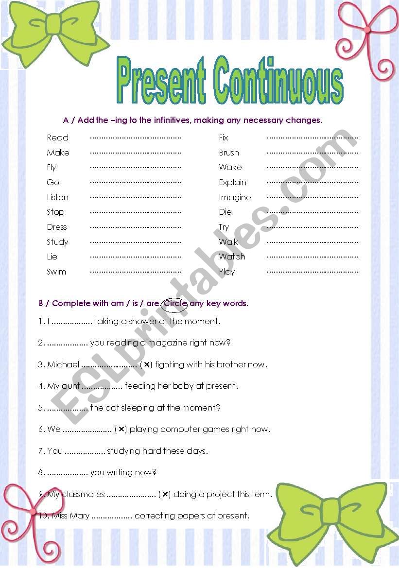 Present Continuous worksheet