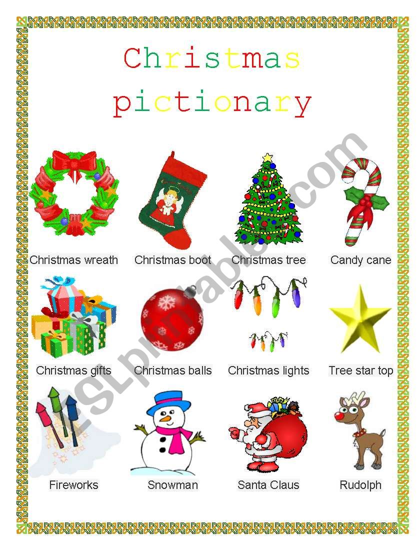 Christmas objects worksheet