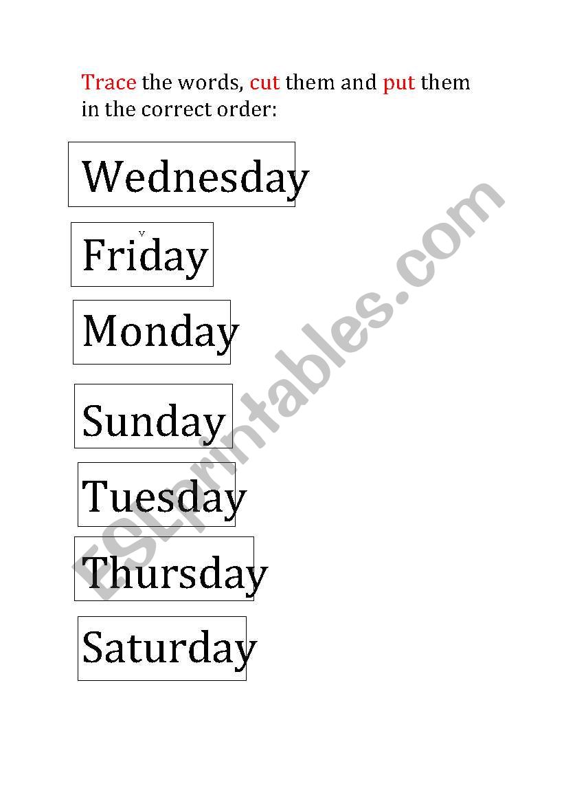 Days of the week worksheet