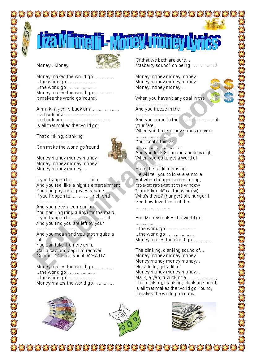Money money-Liza Minelli worksheet