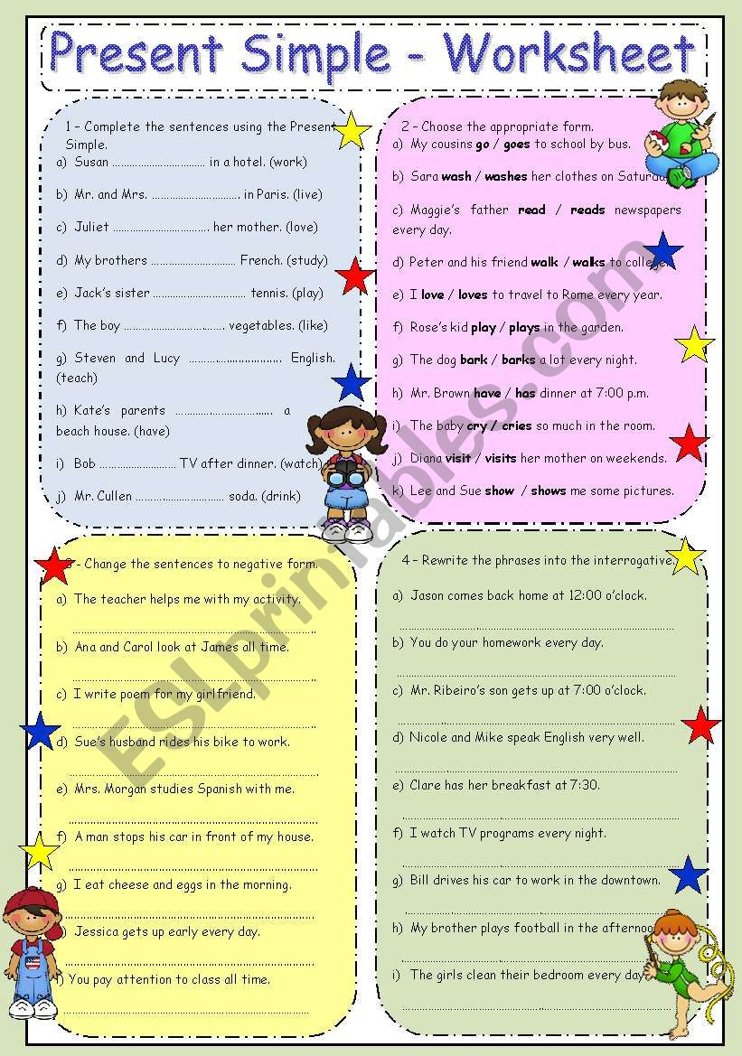 PRESENT SIMPLE - WORKSHEET worksheet