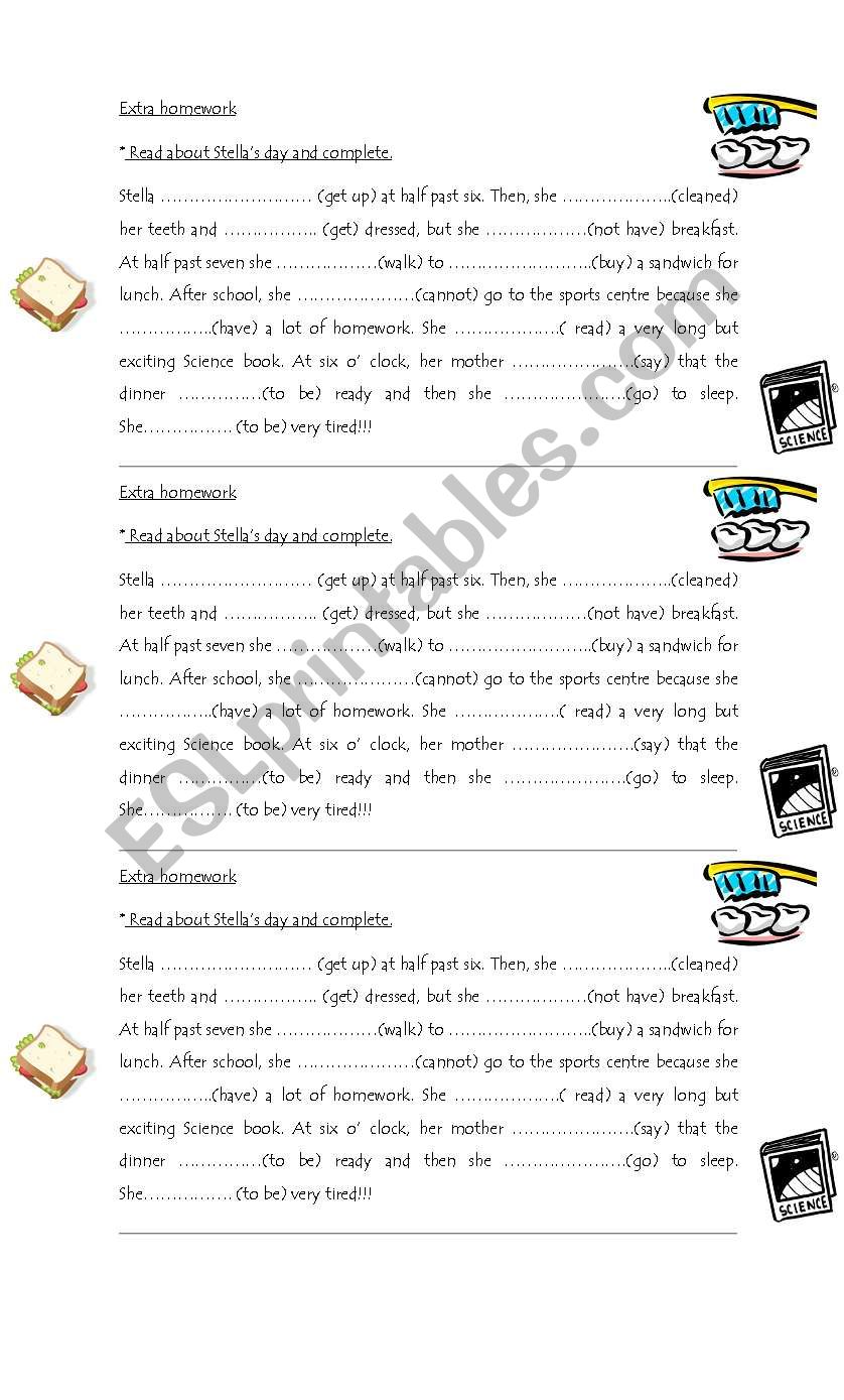 Routine in the simple past worksheet