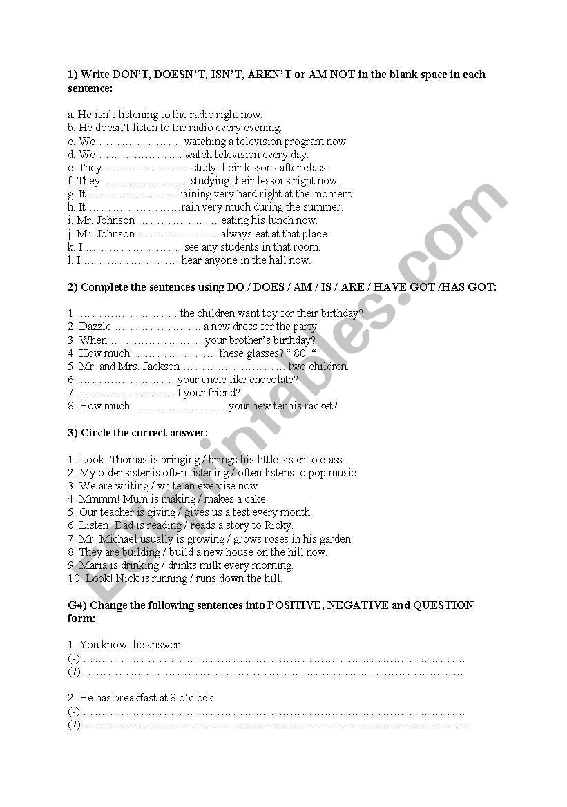 simple present or present continuous