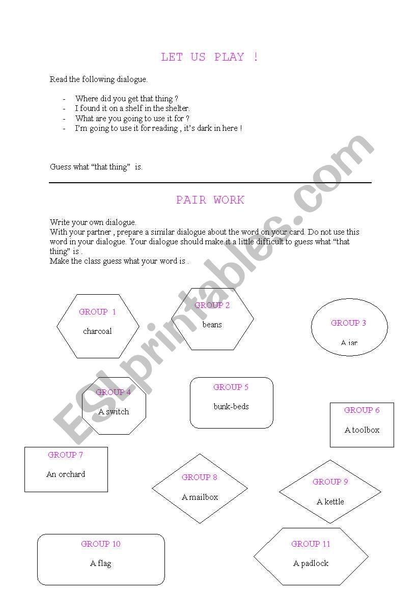 LET US PLAY! worksheet