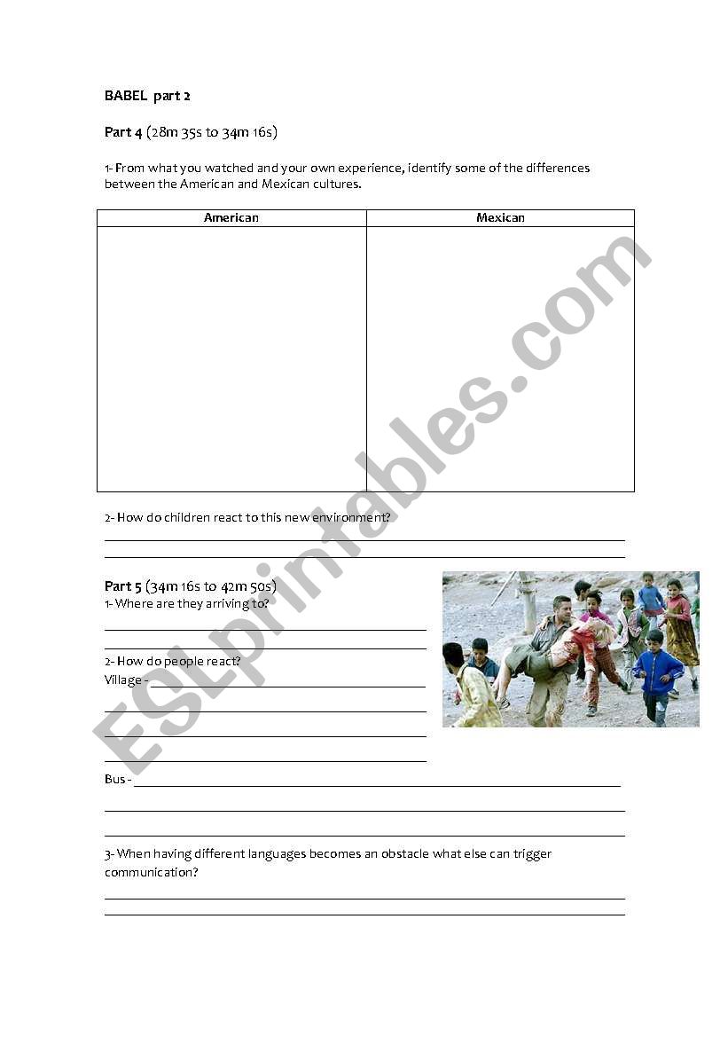 Babel worksheet part 2 worksheet