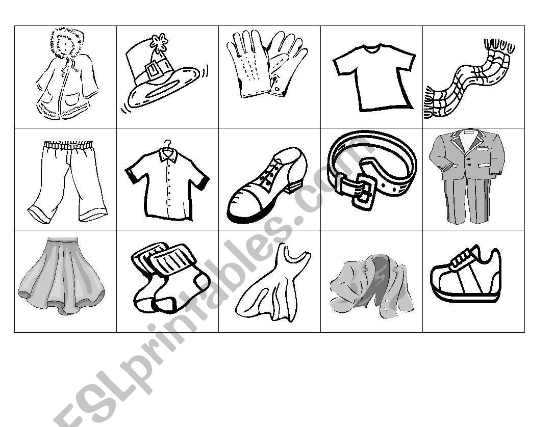 Clothes Memory Game worksheet