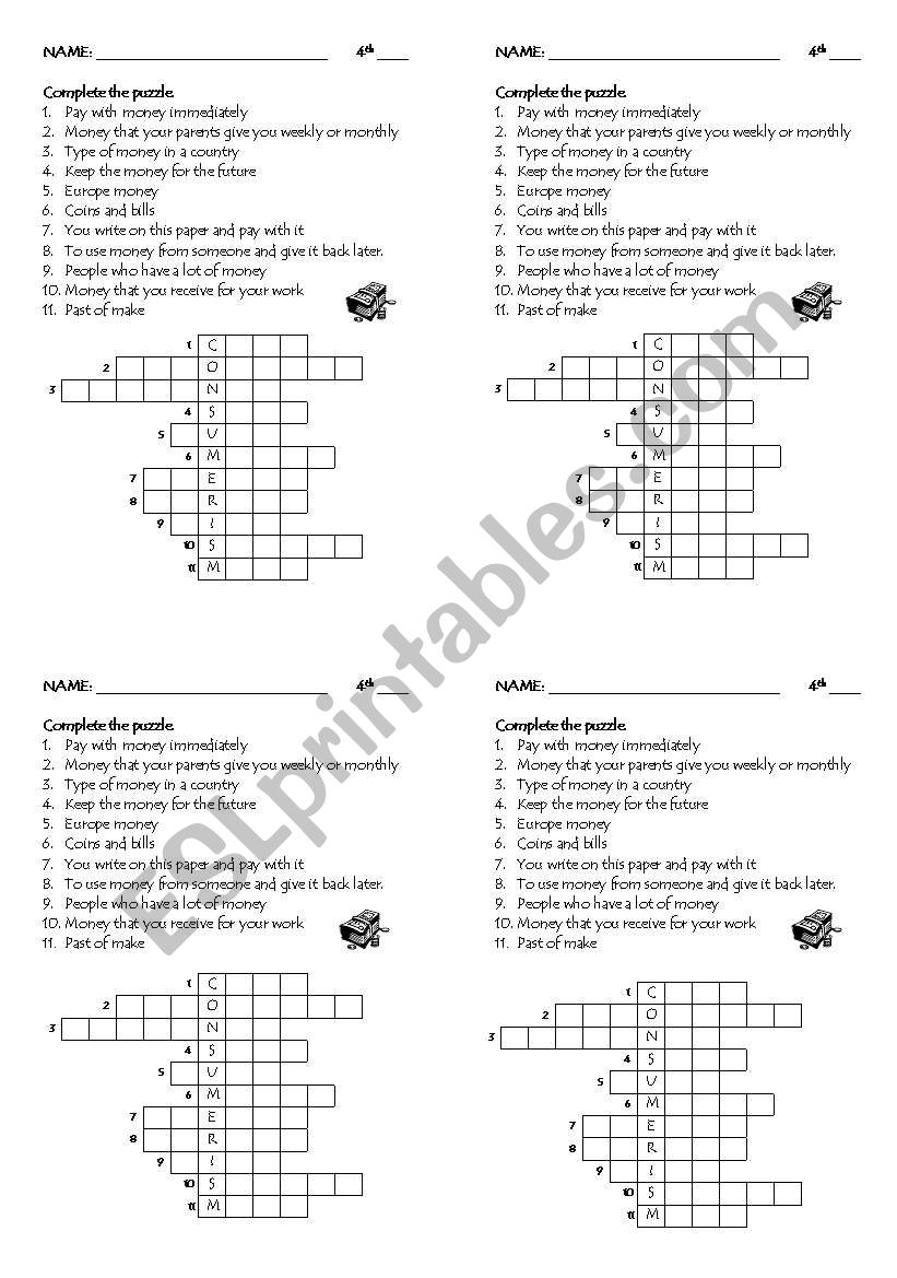 money verbs worksheet