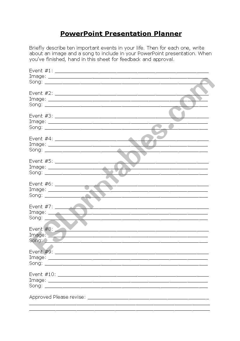 Presentation Planner worksheet