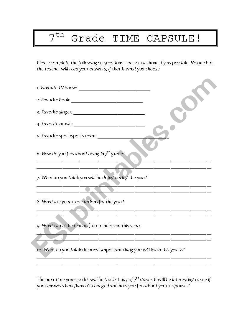 english-worksheets-7th-grade-time-capsule