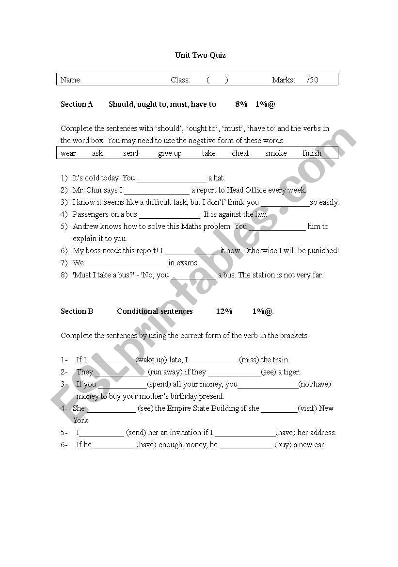 grammar practise for conditional TYPE II