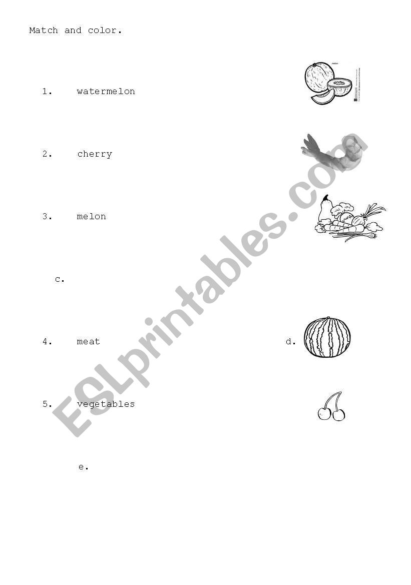 Matching Food worksheet