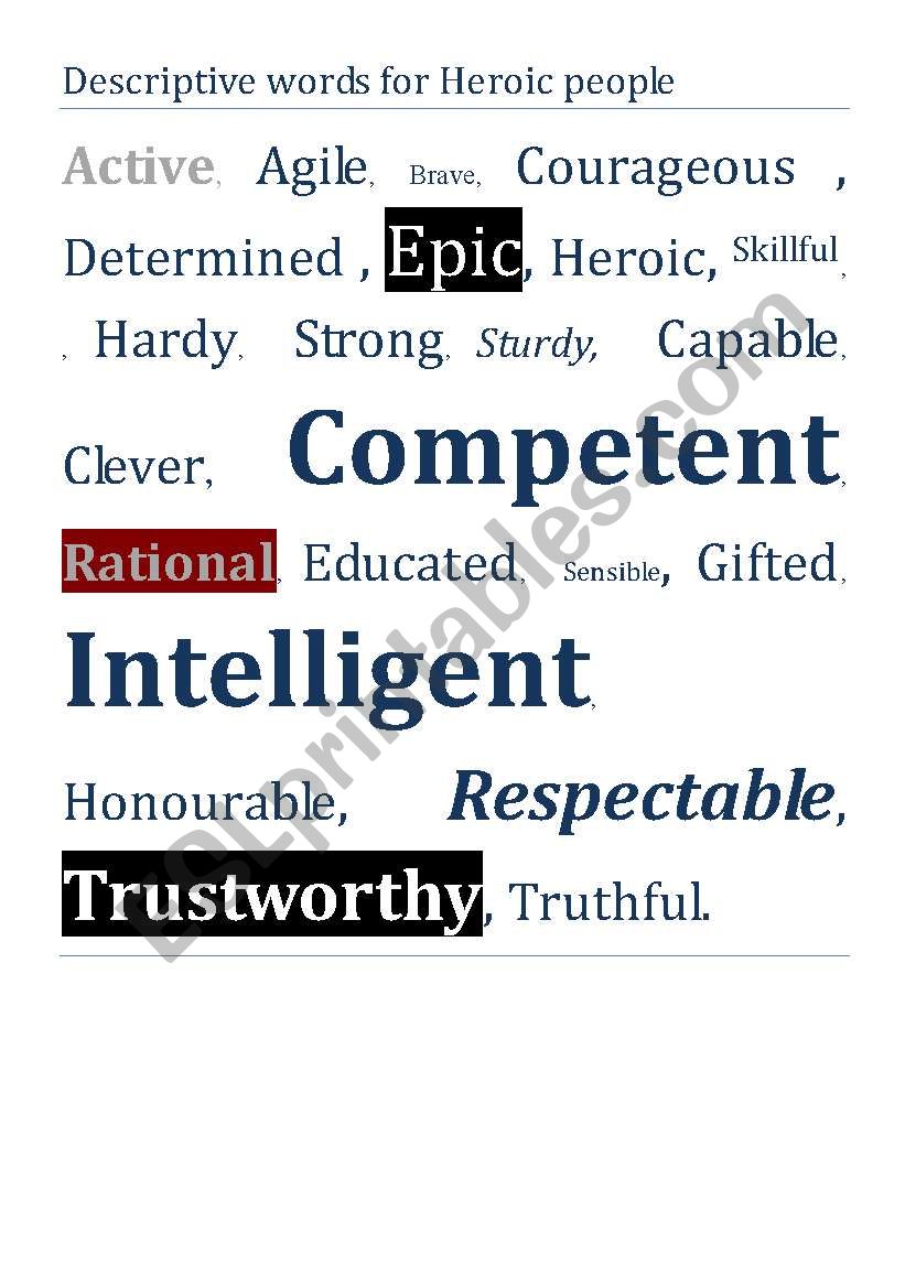 descriptive words for heroic people
