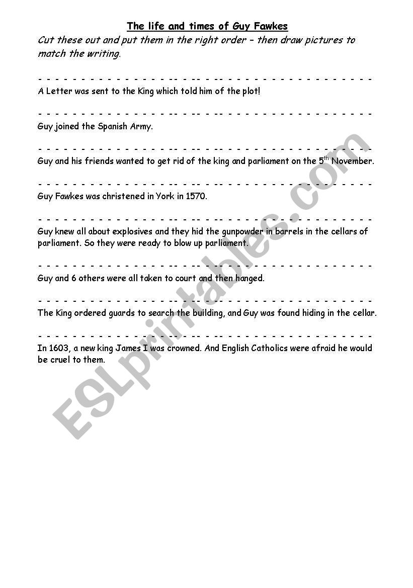 Guy Fawkes worksheet