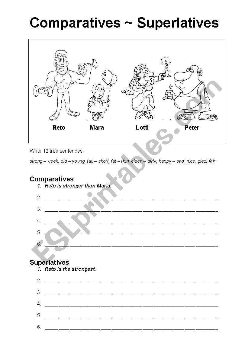 Comparatives and Superlatives worksheet