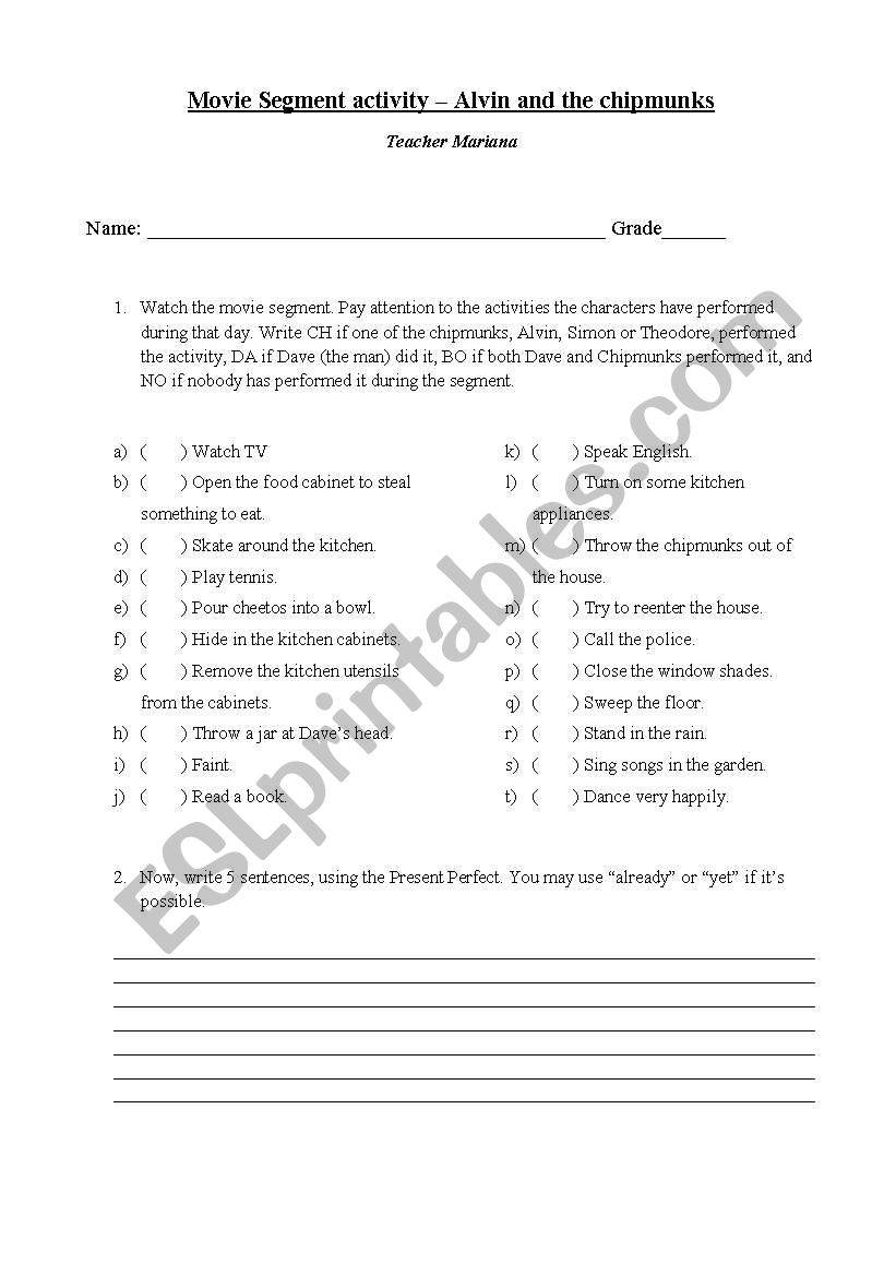 Present Perfect worksheet