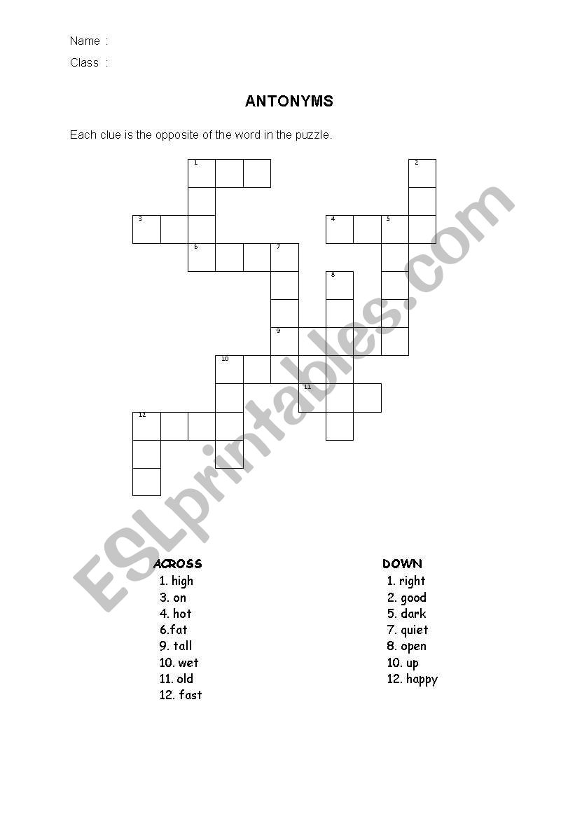 Synonyms And Antonyms worksheet