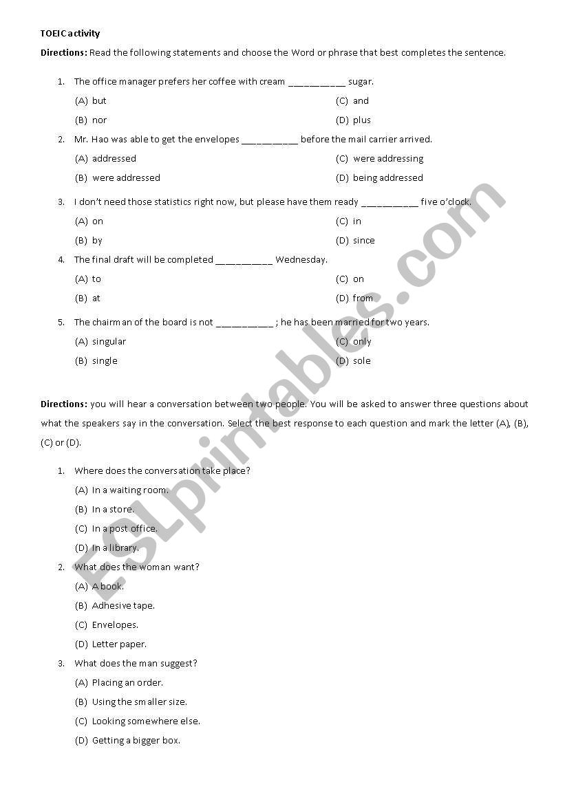 Intermediate grammar activities