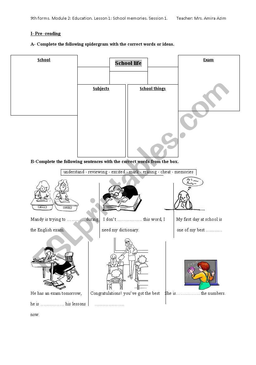 module 2 lesson 1 school memories.9th forms Tunisian schools