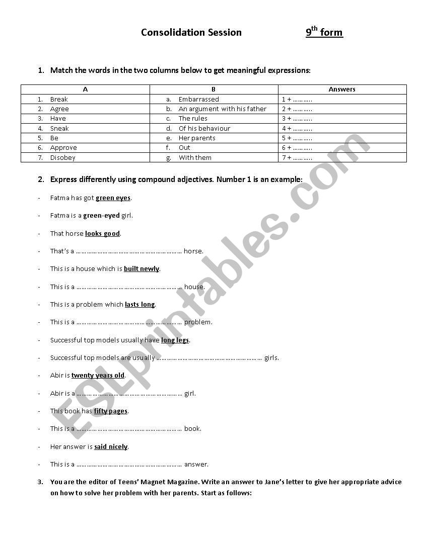 The generation gap (9th form worksheet)