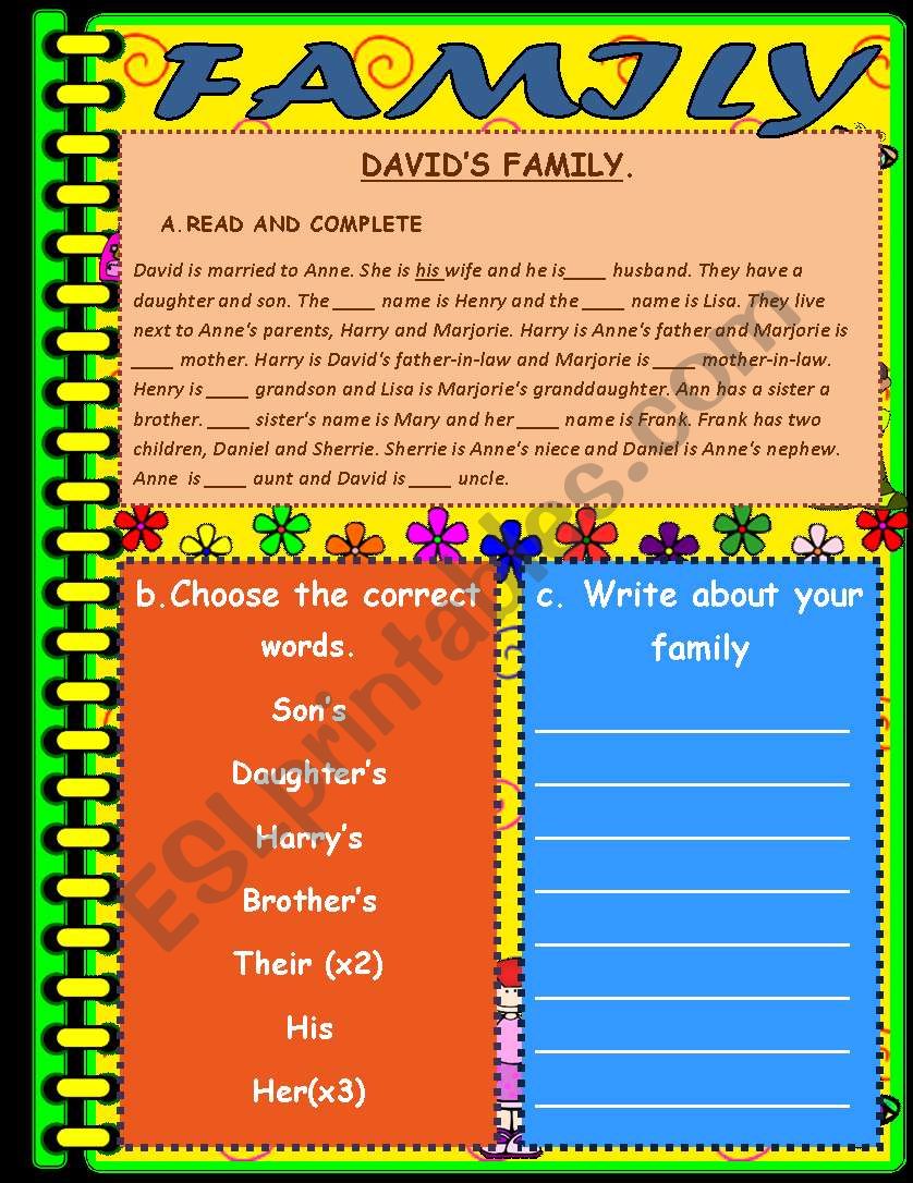 FAMILY worksheet