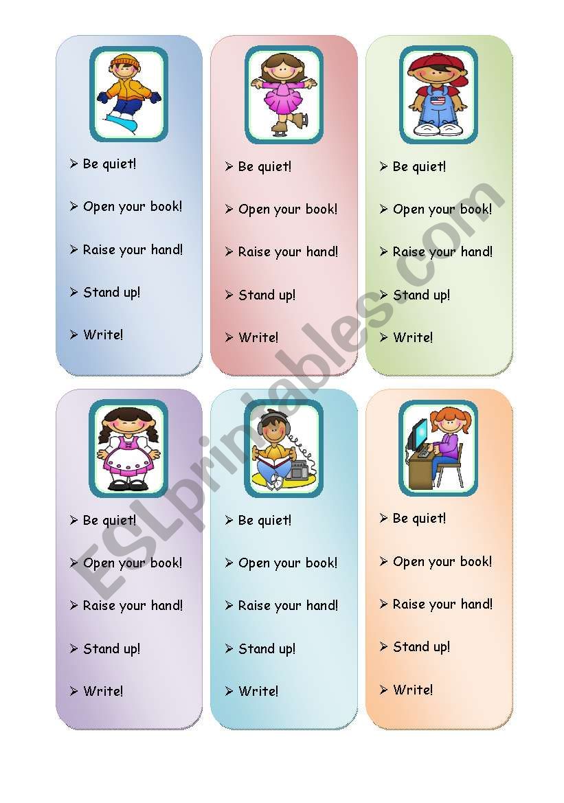 Bookmark worksheet