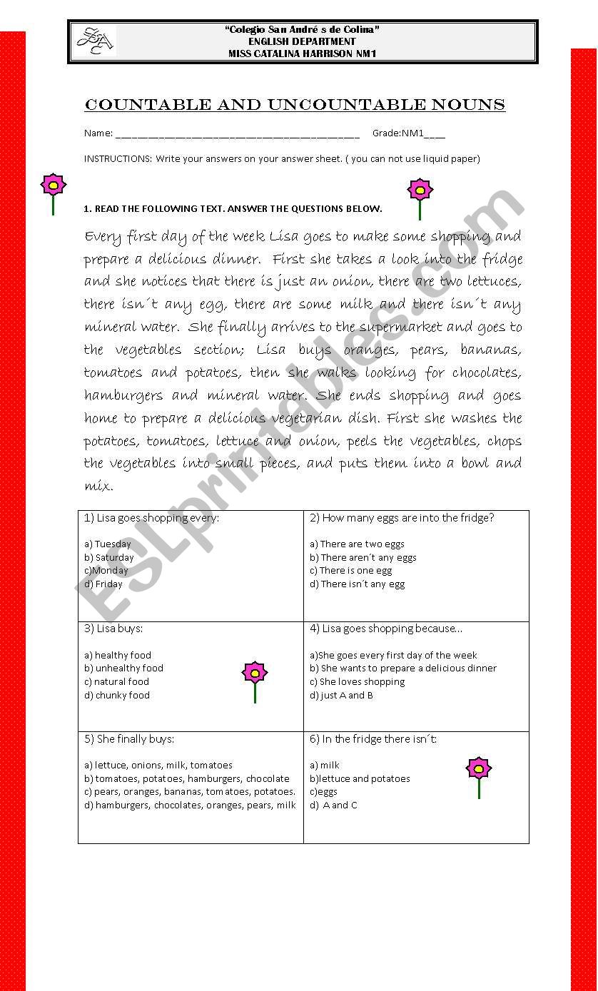 Countable and Uncountable nouns