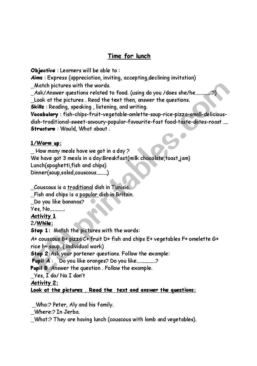 Lesson plan worksheet