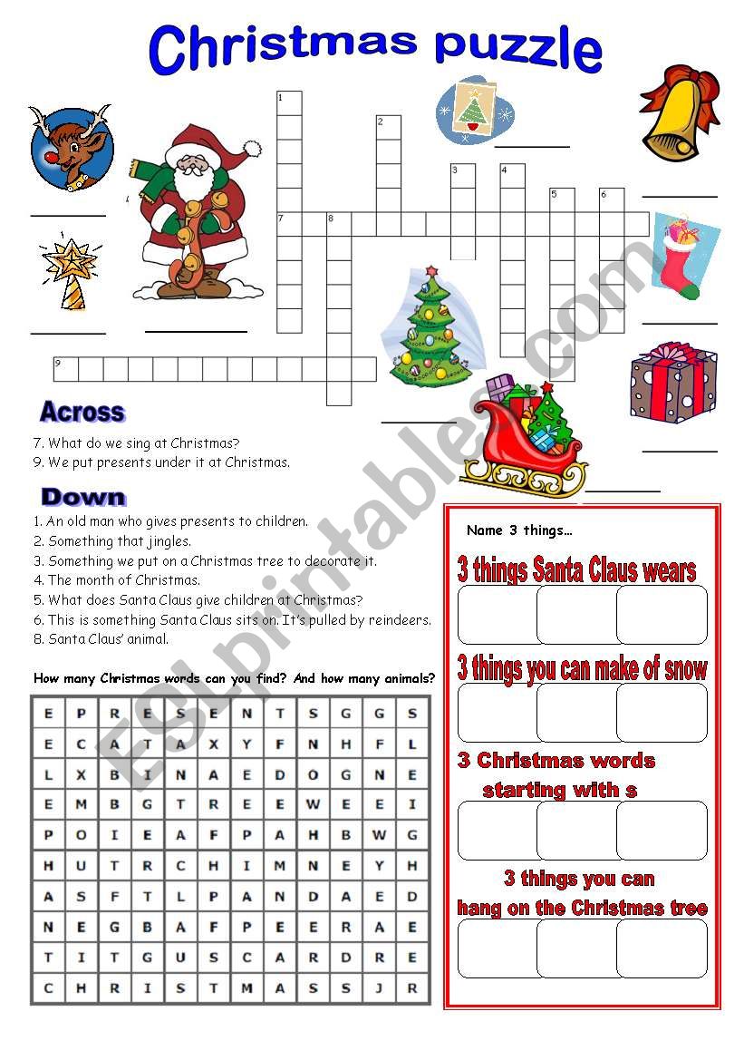 Christmas puzzle worksheet