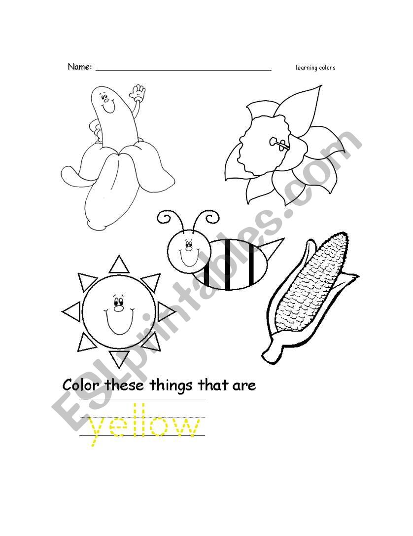 COLOR YELLOW worksheet