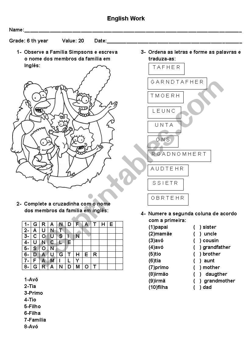 the family worksheet