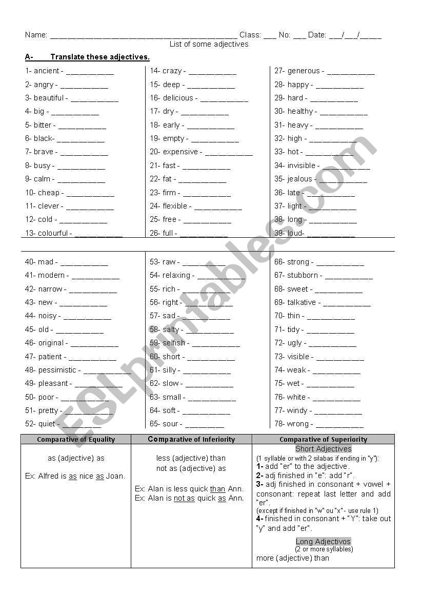 ENGLISH TEST worksheet