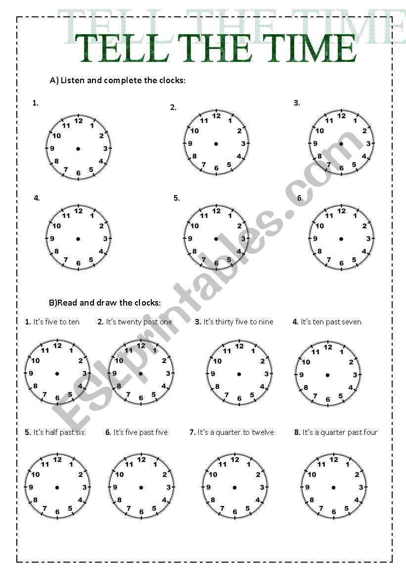  Tell the time worksheet