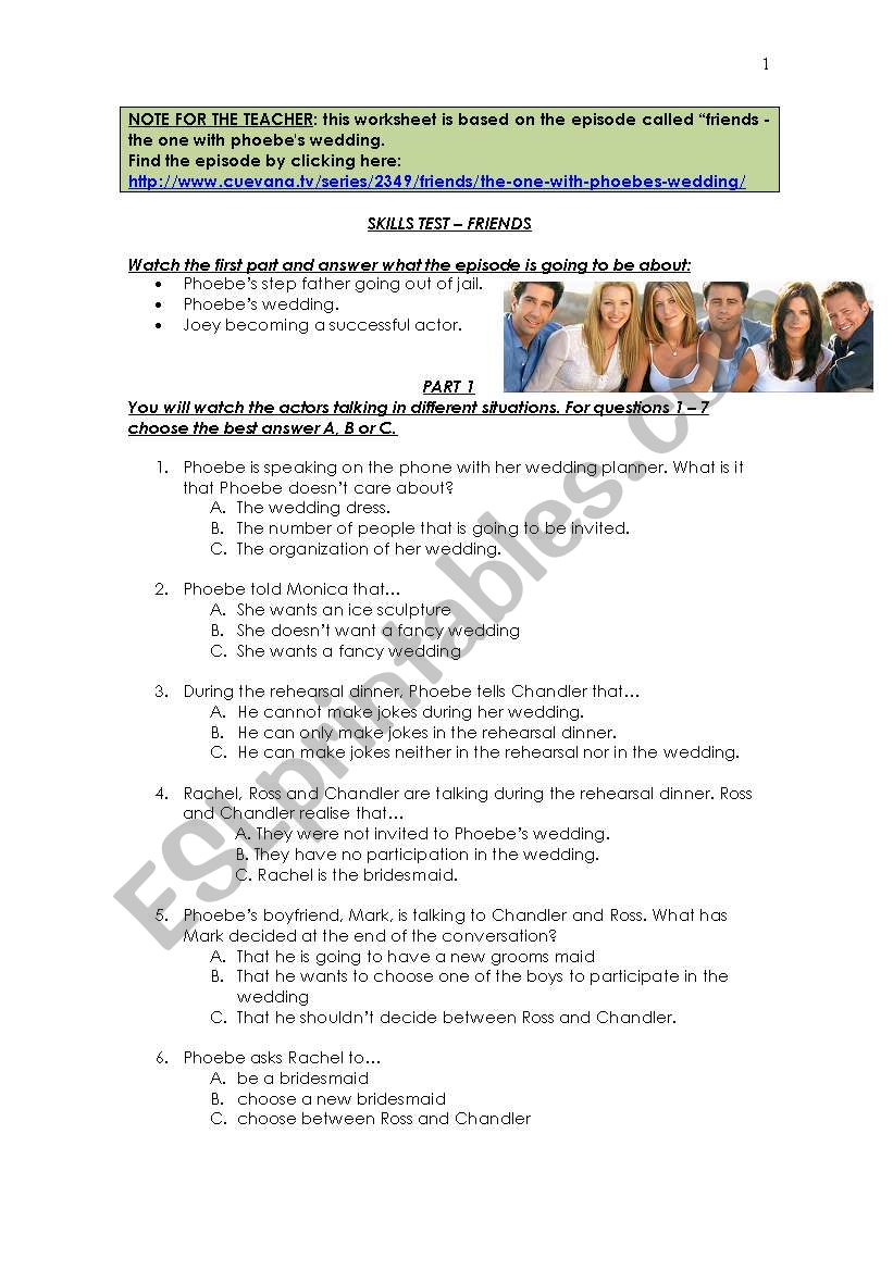 FRIENDÂ´S EPISODE (The one with PHOEBEÂ´S WEDDING)