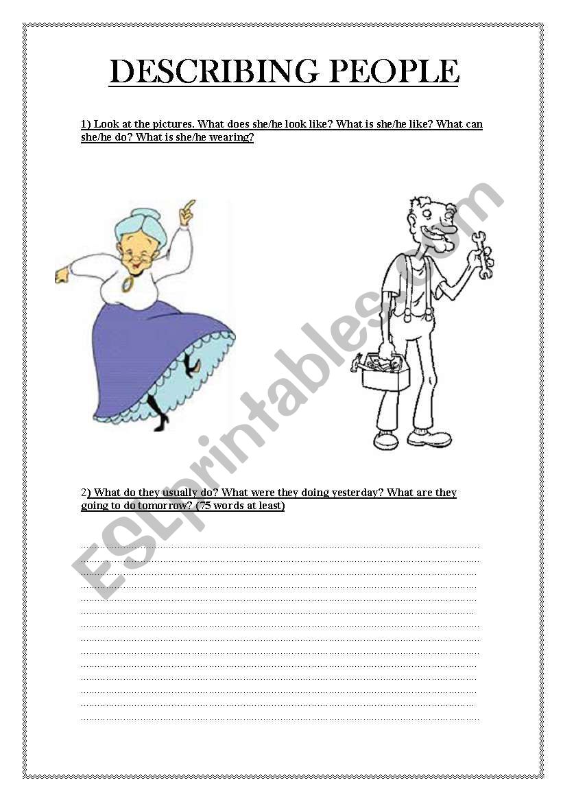 Describing people  worksheet